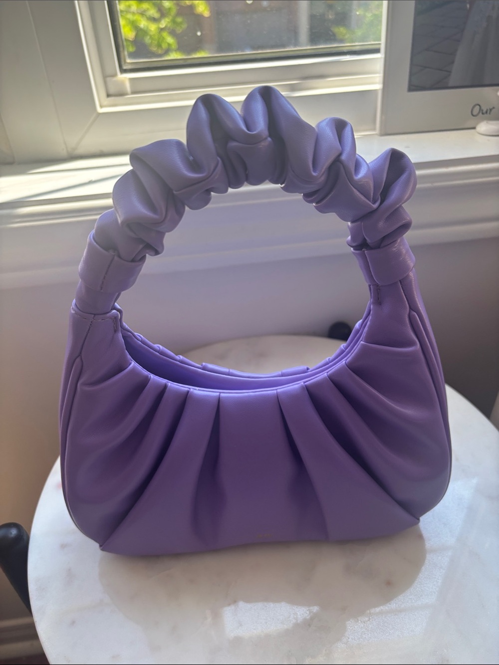 JW PEI Lavender Ruched Top-Handle Shoulder Bag